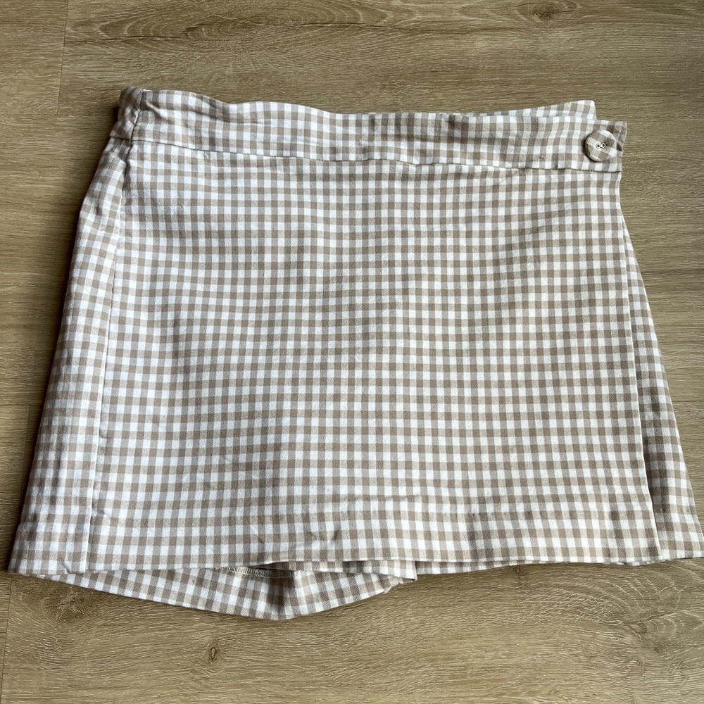 iltm I Love Tyler Madison Brown Tan Gingham Skort Size M Light Academia Preppy